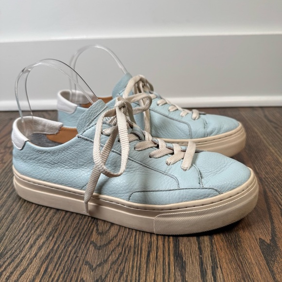 Soludos Ibiza light blue leather sneakers size 9 - Picture 1 of 9